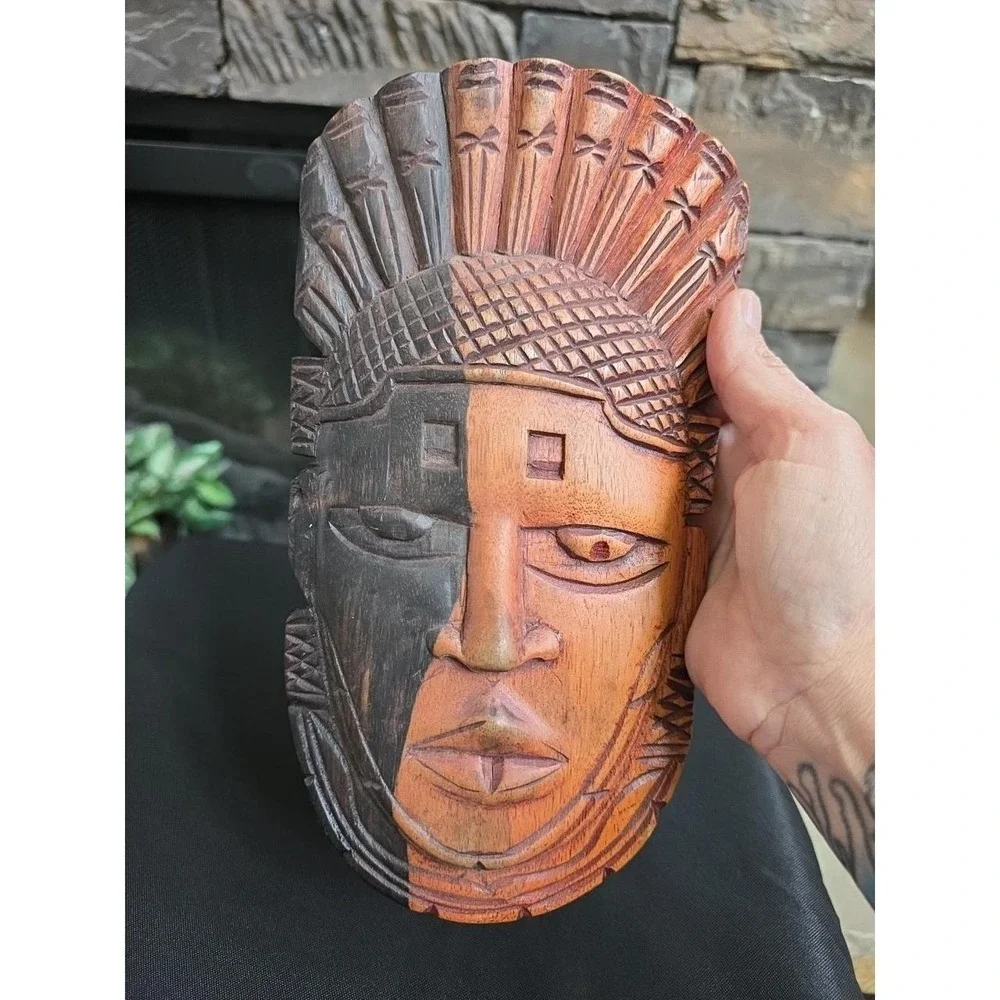 Wood Carving Wall Face Mask ~ Tribal Face Mask.